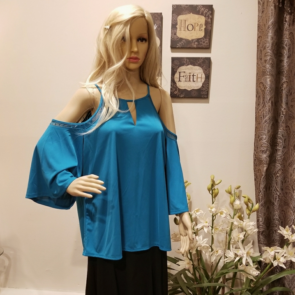 NWT Worthington💙polynesian blue blouse